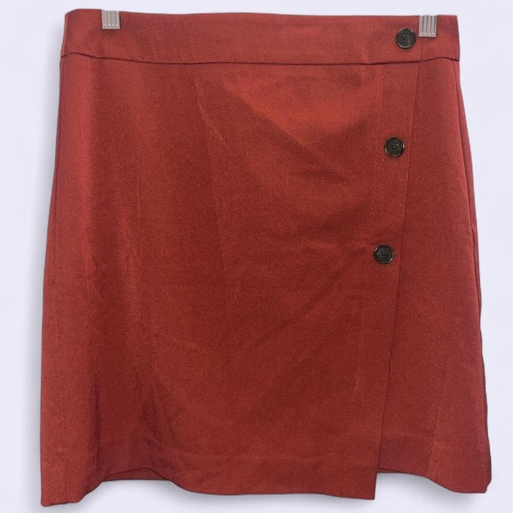 Elegant Burnt Orange Skirt with Button Detail